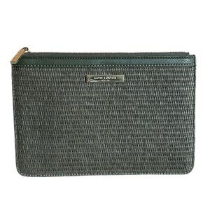 Katie Loxton London Khaki Green Straw Pouch Cosmetic Bag